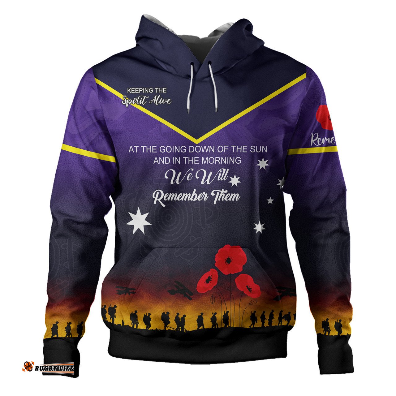 melbourne storm anzac custom hoodie - keeping the spirit alive hoodie