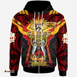 waikato chiefs anzac day custom hoodie - remembrance chiefs with maori patterns and poppy flowers