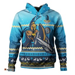 gold coast titans christmas custom hoodie - ugly xmas and aboriginal patterns for die hard fan hoodie