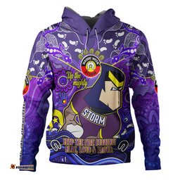 melbourne storm hoodie custom naidoc keep the fire burning! blak, loud & proud home jersey