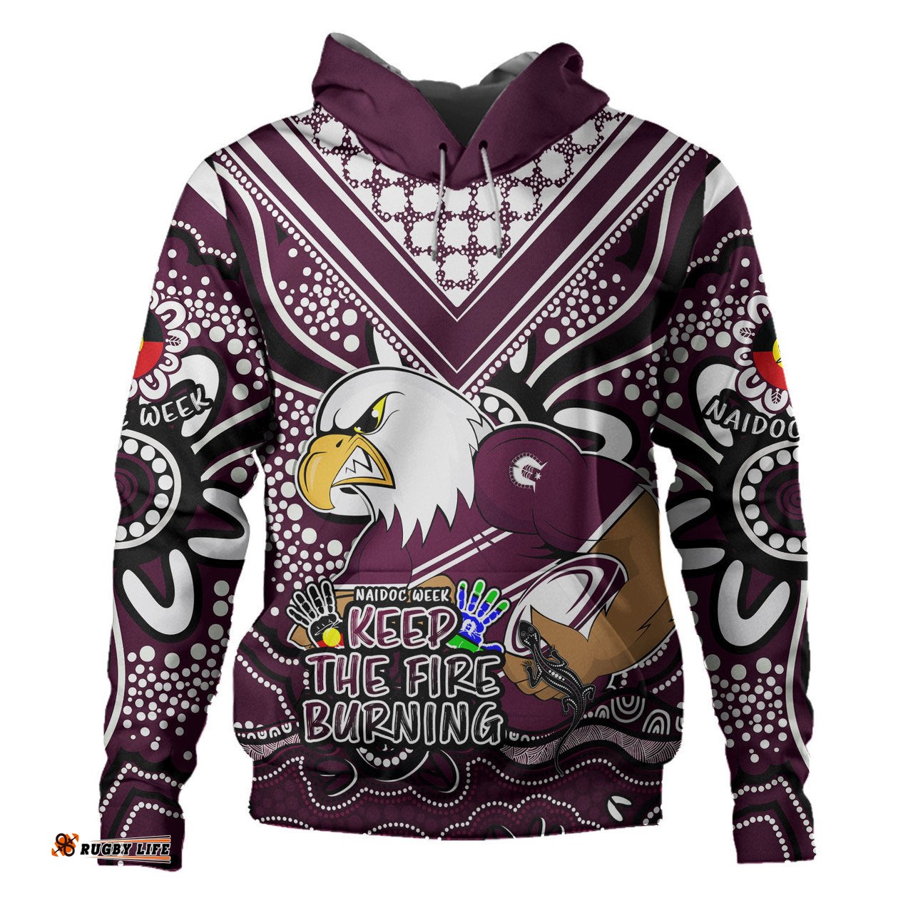 manly warringah sea eagles hoodie aboriginal inspired naidoc week custom for die hard fan supporters
