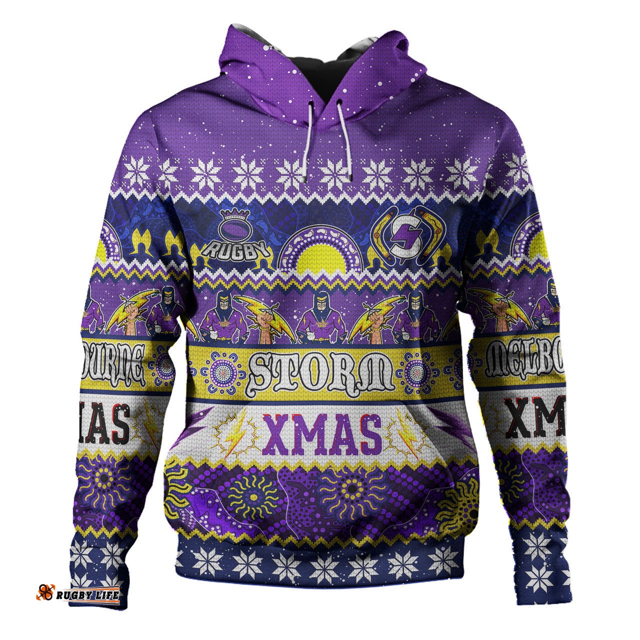 melbourne storm christmas aboriginal custom hoodie - indigenous knitted ugly xmas style hoodie