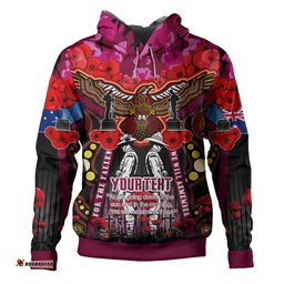 manly warringah sea eagles anzac custom hoodie - remembrance manly anzac day with poppy flower watercolour style