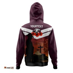 manly warringah sea eagles anzac custom hoodie - manly jersey anzac soldier poppies hoodie