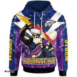 melbourne storm christmas custom hoodie - melbourne storm thunder man with aboriginal inspired dot painting christmas hoodie