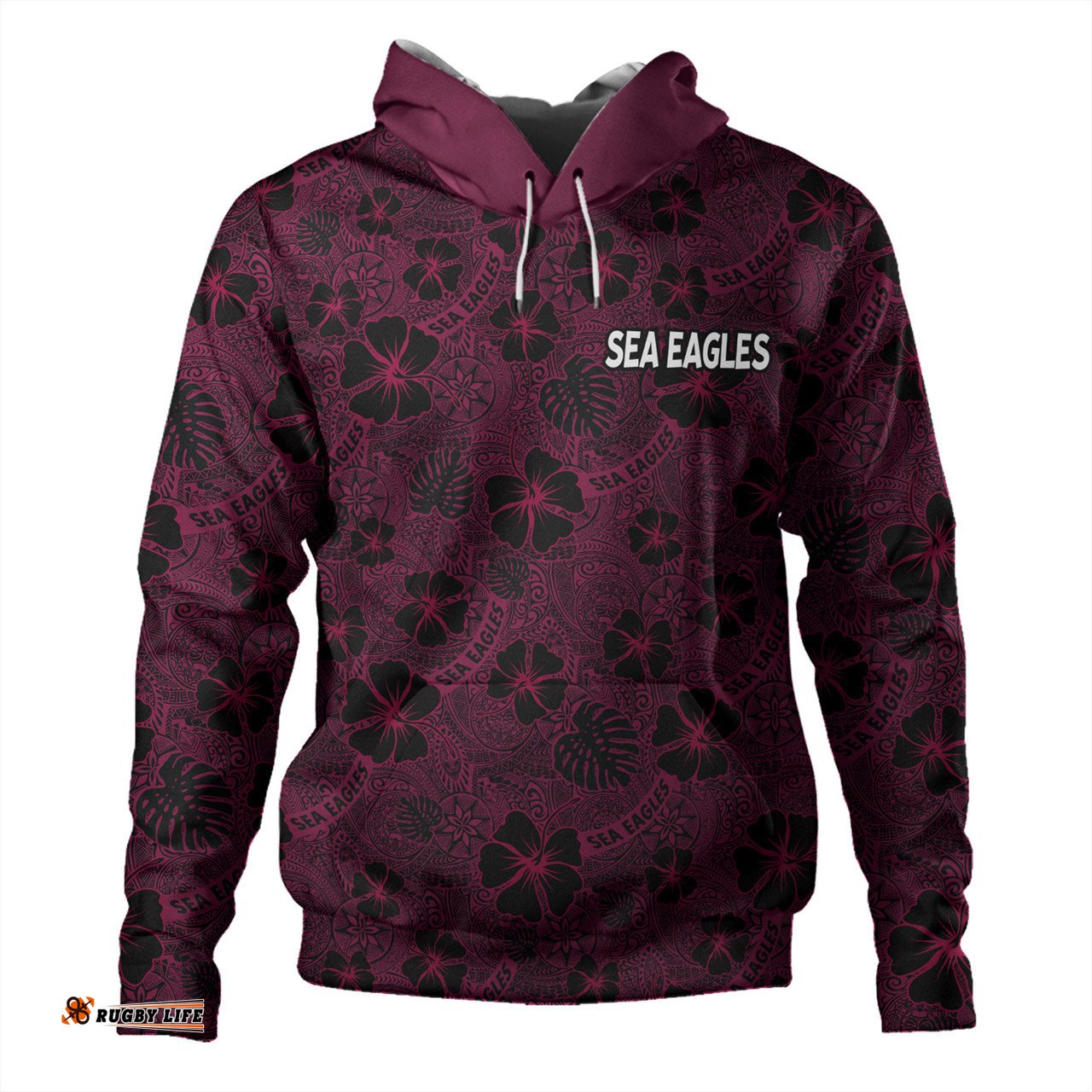 manly warringah sea eagles hoodie - scream with tropical patterns