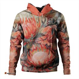 australia waratah hoodie - red orange waratah flowers art hoodie