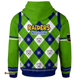 canberra raiders christmas hoodie - custom canberra raiders xmas argyle style hoodie