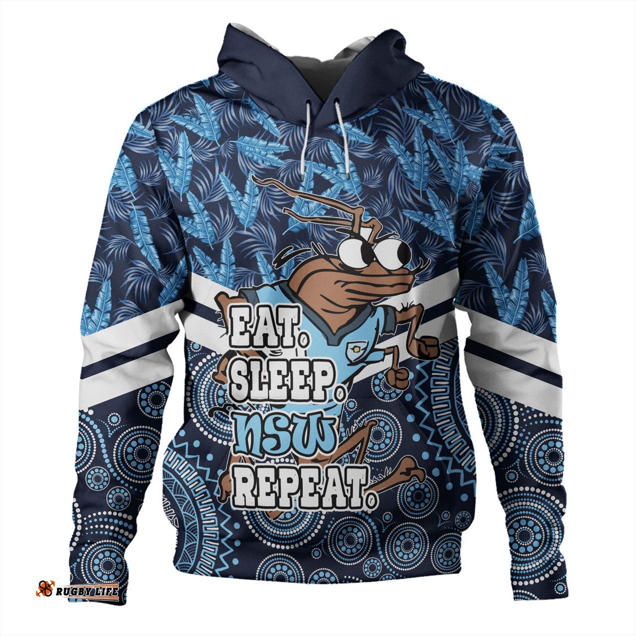 cockroach sport hoodie - tropical patterns and dot painting eat sleep repeat