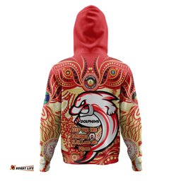 redcliffe dolphins hoodie celebrating naidoc week 2024 aboriginal dot art inspired