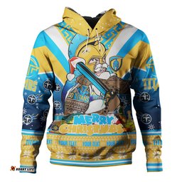 gold coast titans christmas custom hoodie - gold coast titans santa aussie big things hoodie