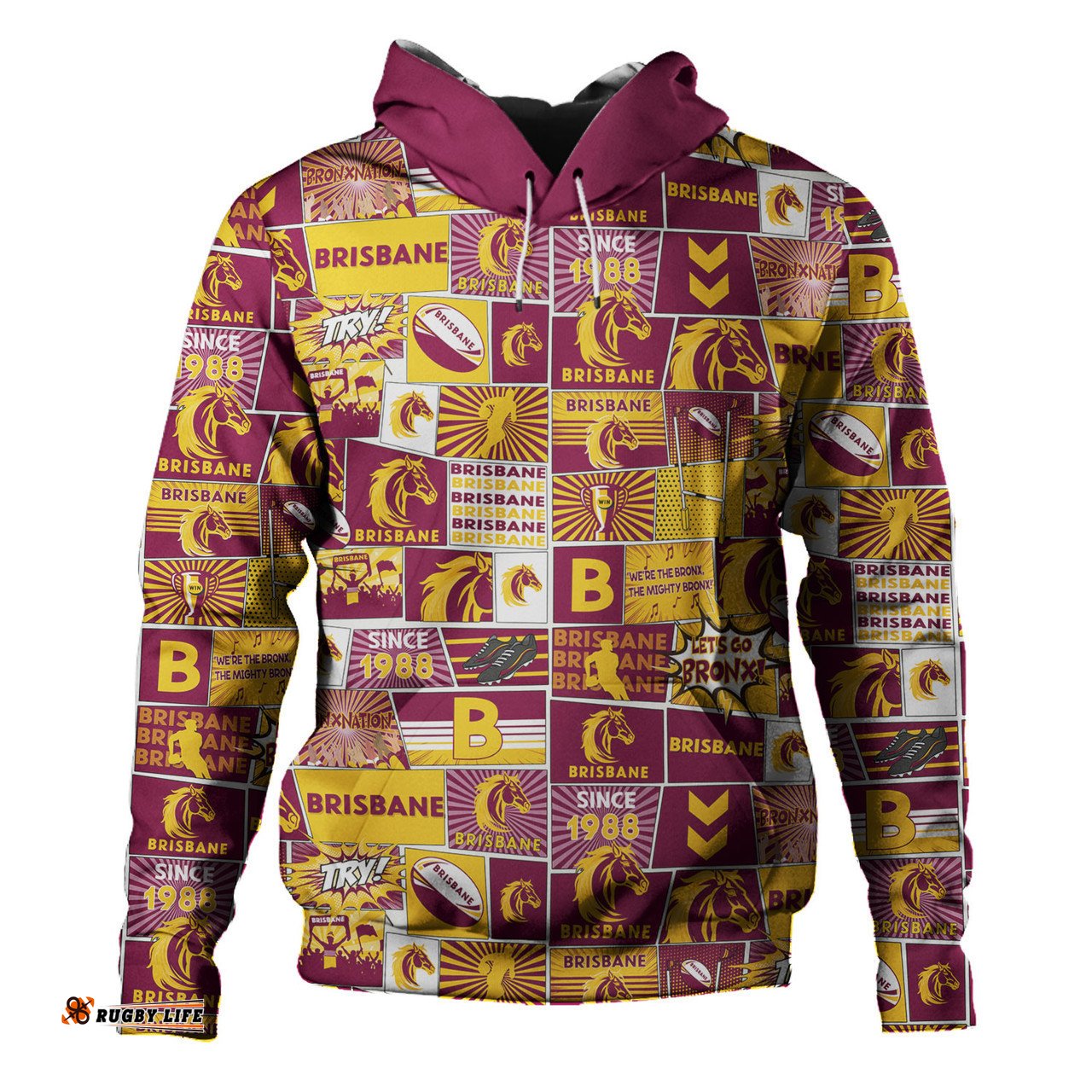 brisbane broncos hoodie - team of us die hard fan supporters comic style
