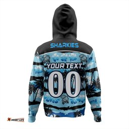 cronulla-sutherland sharks hoodie - tropical hibiscus and coconut trees