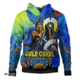 gold coast titans naidoc custom hoodie -naidoc week and torres strait island with aboriginal inspired dot painting style hoodie