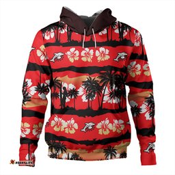 redcliffe dolphins hoodie - tropical hibiscus and coconut trees