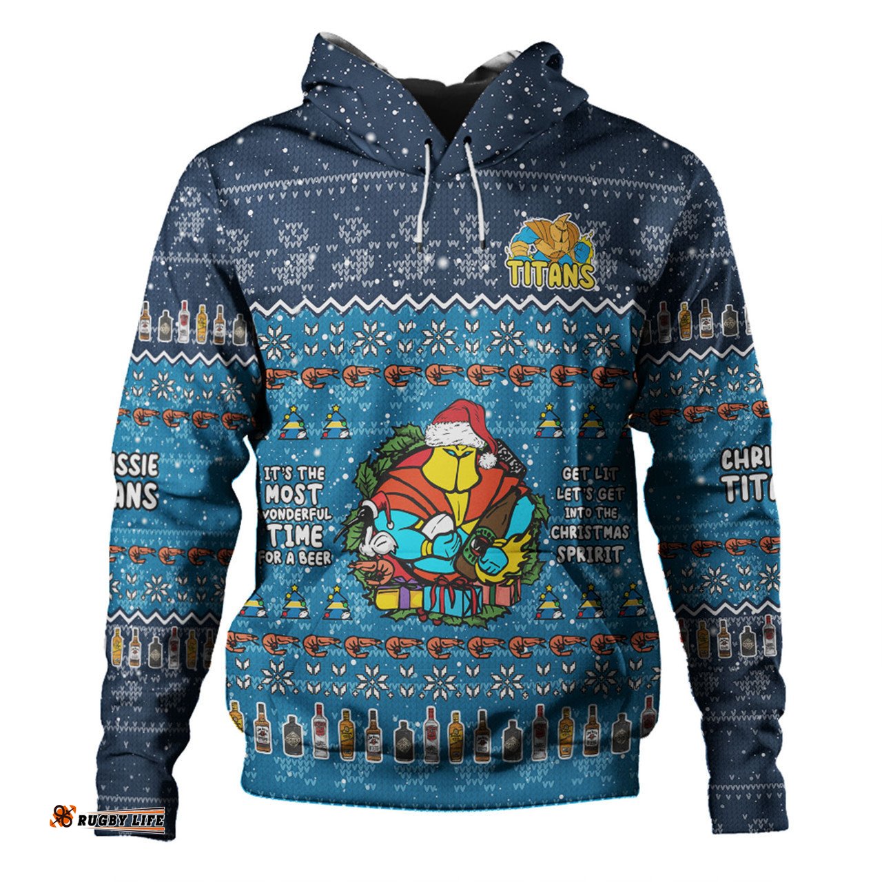 gold coast titans christmas custom hoodie - chrissie spirit hoodie