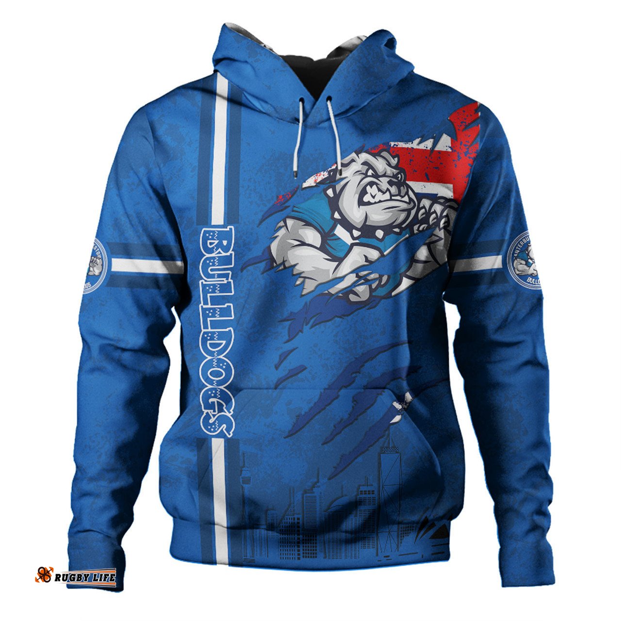 canterbury-bankstown bulldogs hoodie - happy australia day flag scratch style