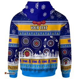gold coast titans christmas hoodie - custom gold coast titans ugly christmas and aboriginal inspired patterns hoodie