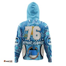 cronulla-sutherland sharks custom hoodie - go sharkies! personalised player and number tribal indigenous hoodie