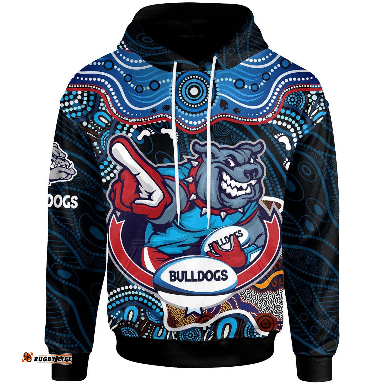 canterbury-bankstown bulldogs hoodie - custom canterbury-bankstown bulldogs ball with contemporary style of aboriginal inspired dot painting