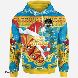 gold coast titans christmas hoodie - custom merry titans christmas indigenous hoodie