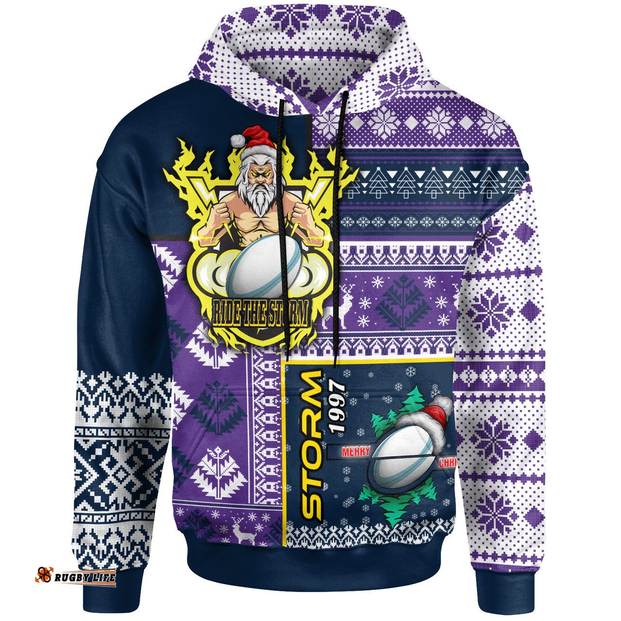 melbourne storm hoodie - custom christmas snowflakes melbourne storm mascot hoodie