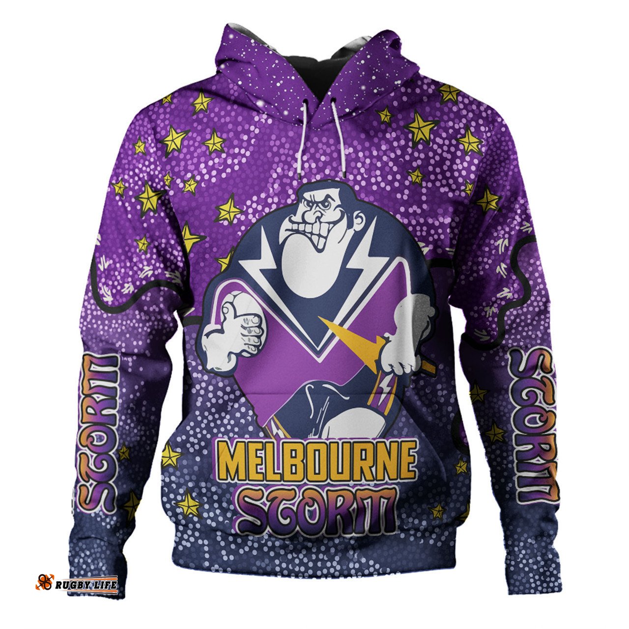 melbourne storm custom hoodie - team with dot and star patterns for tough fan hoodie
