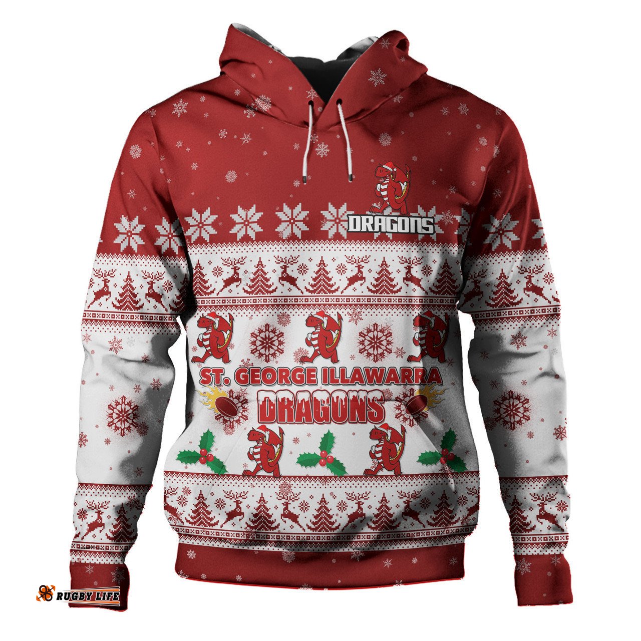 st. george illawarra dragons christmas custom hoodie - special ugly christmas hoodie
