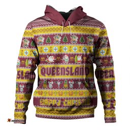 queensland christmas custom hoodie - happy chrissie ugly style hoodie