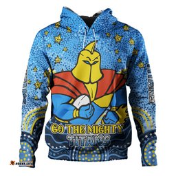 gold coast titans custom hoodie - custom with aboriginal inspired style of dot painting patterns  hoodie