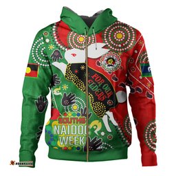 south sydney rabbitohs hoodie - custom souths naidoc for our elders watercolour dot painting hoodie