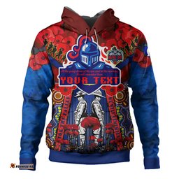 newcastle knights anzac watercolour custom hoodie - newcastle knights anzac day commemoration poppy flower hoodie
