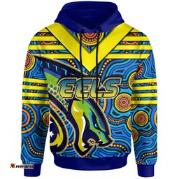 parramatta eels hoodie - custom electric eel with aboriginal inspired patterns hoodie