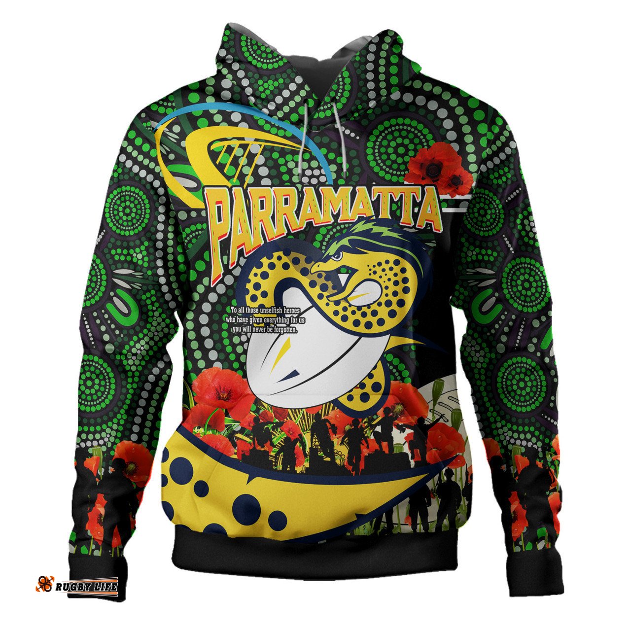 parramatta eels custom hoodie - anzac parramatta eels aboriginal inspired with flower hoodie