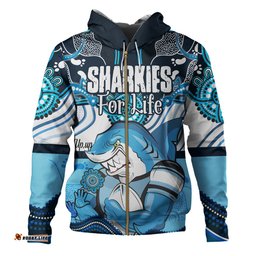 cronulla-sutherland sharks hoodie - sharkies with aboriginal style hoodie