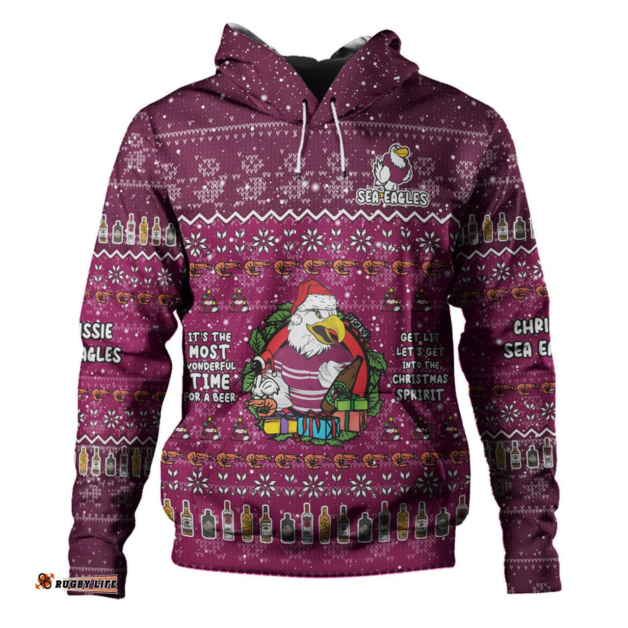 manly warringah sea eagles christmas custom hoodie - chrissie spirit hoodie