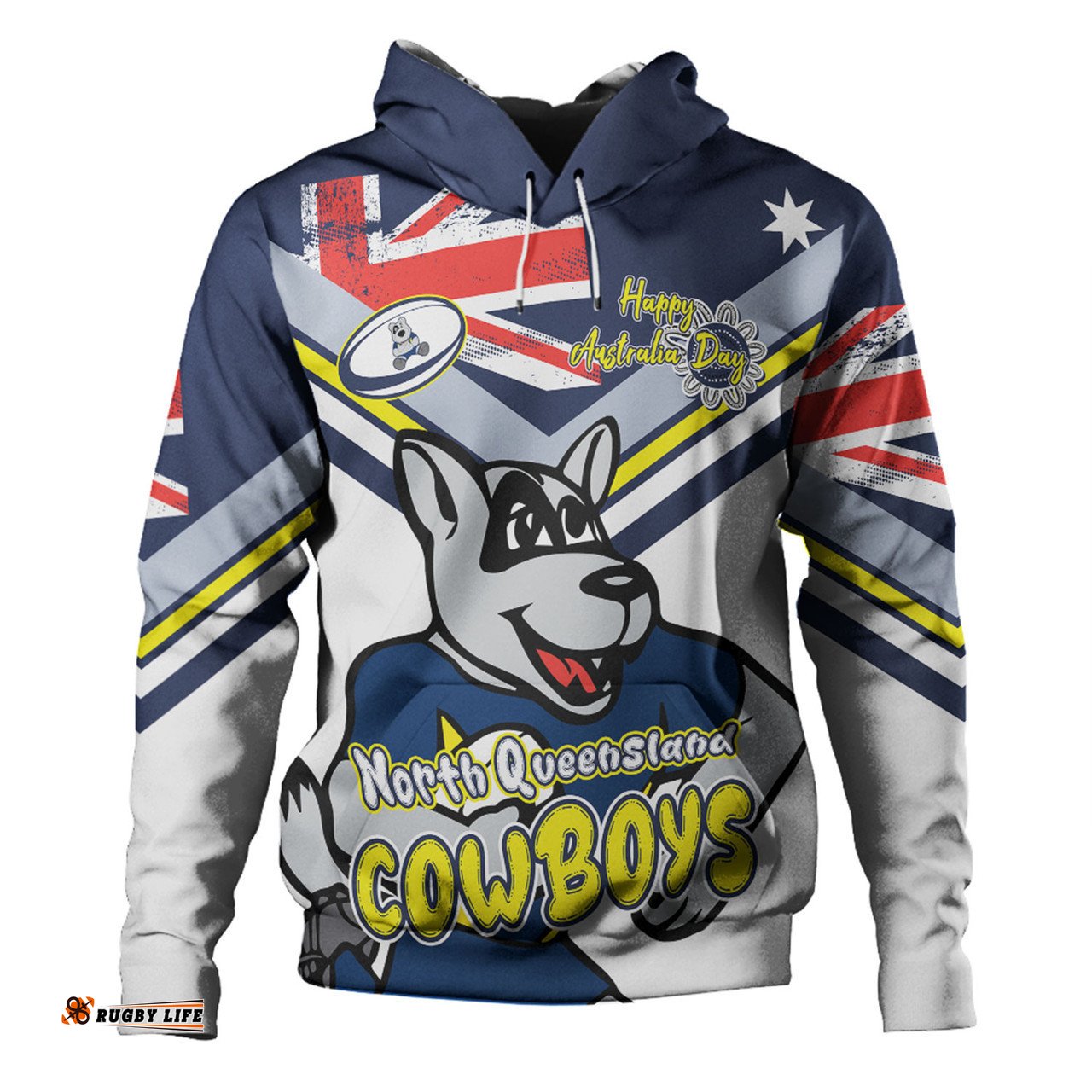 north queensland cowboys hoodie - happy australia day we are one and free v2