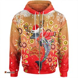 redcliffe dolphins christmas hoodie - redcliffe dolphins christmas hat pattern snown style hoodie