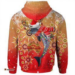 redcliffe dolphins christmas hoodie - redcliffe dolphins christmas hat pattern snown style hoodie