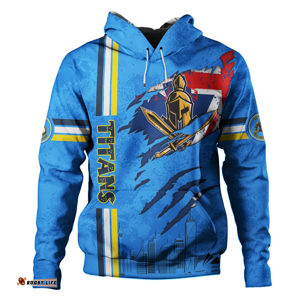 gold coast titans hoodie - happy australia day flag scratch style