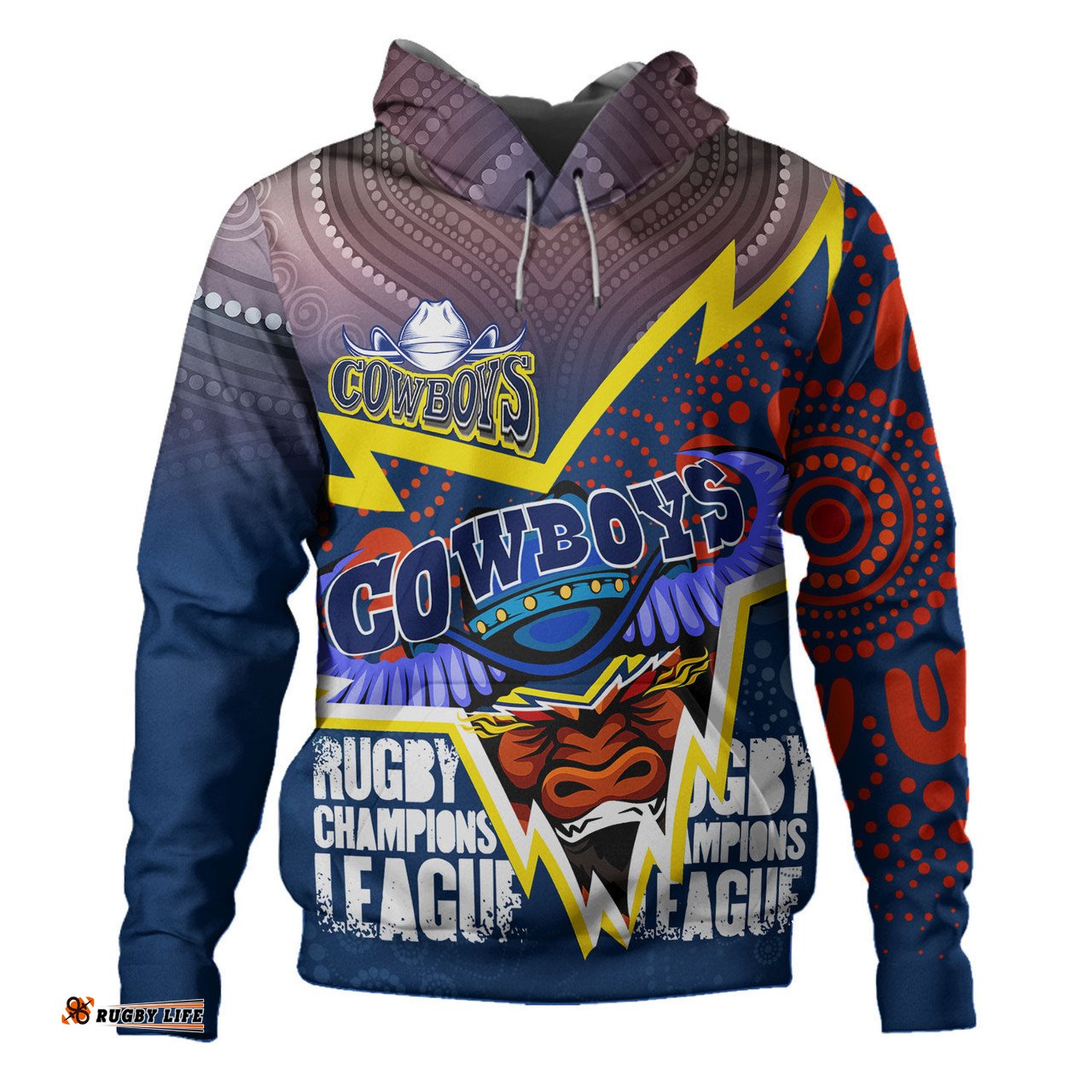 north queensland cowboys custom hoodie - super north queensland cowboys cows indigenous aboriginal inspired hoodie