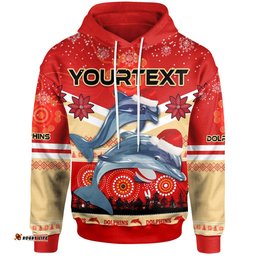 redcliffe dolphins christmas hoodie - custom redcliffe dolphins christmas with ugly pattern and aboriginal inspired hoodie