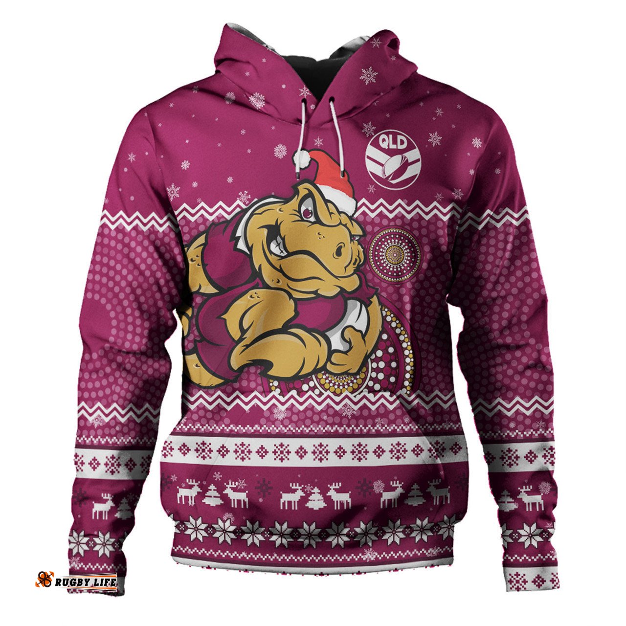 queensland cane toads christmas custom hoodie - ugly xmas and aboriginal patterns for die hard fan hoodie