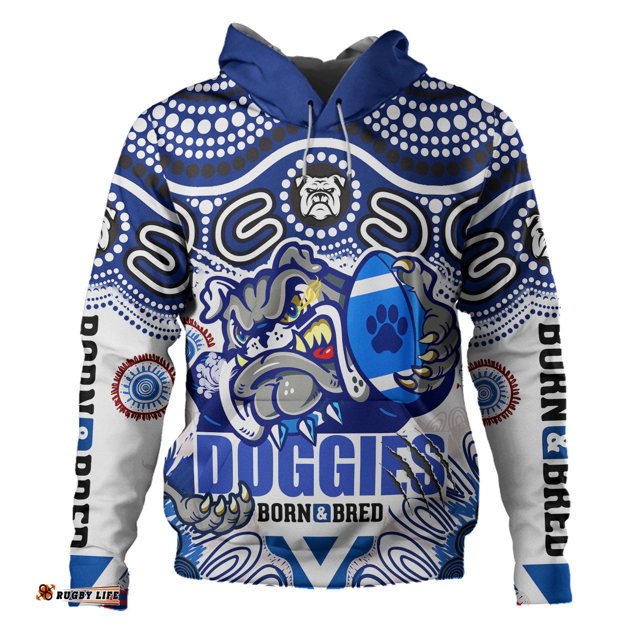 canterbury-bankstown bulldogs custom hoodie - indigenous doggies "born & bred" hoodie