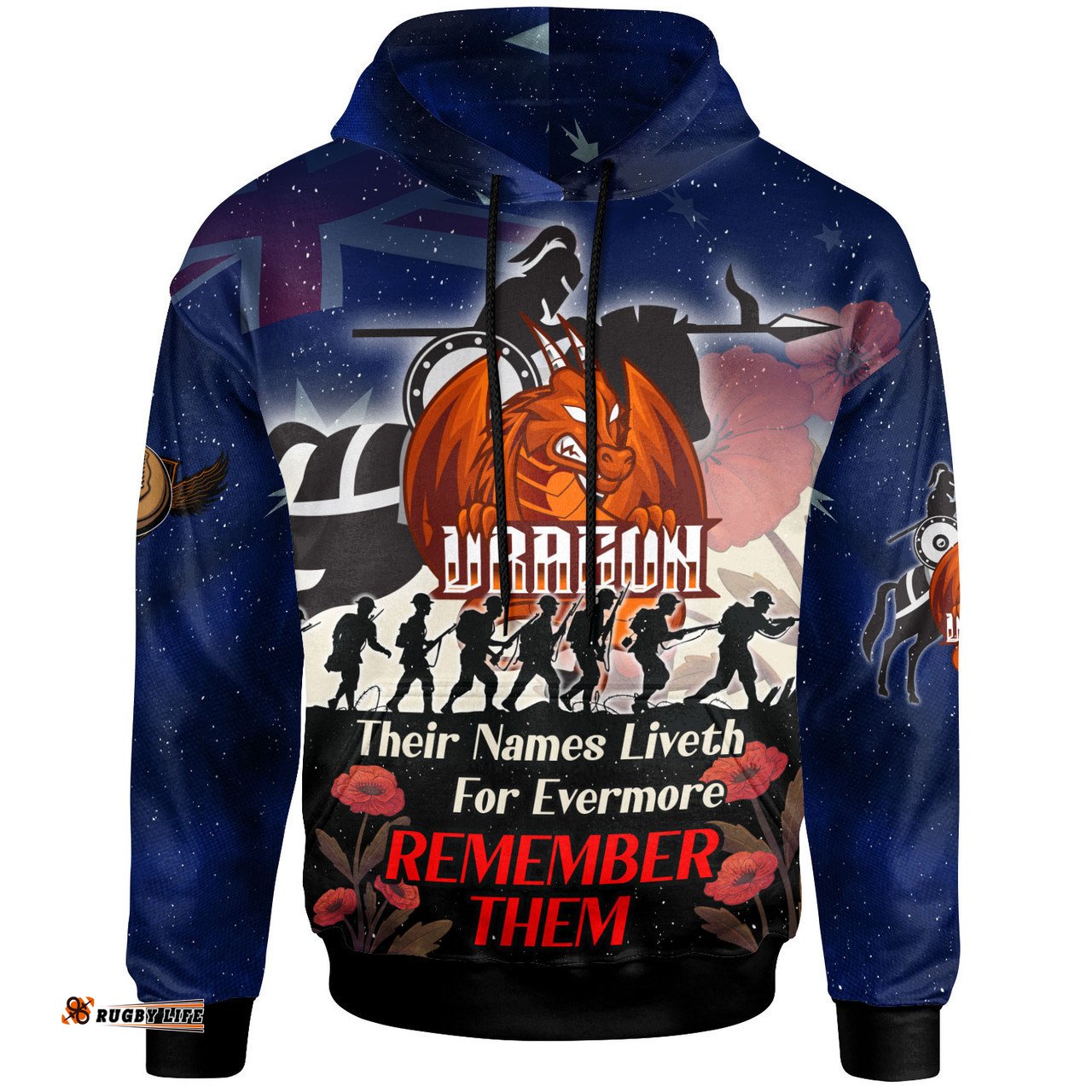 st. george illawarra dragons hoodie - custom remember them red poppy flowers hoodie