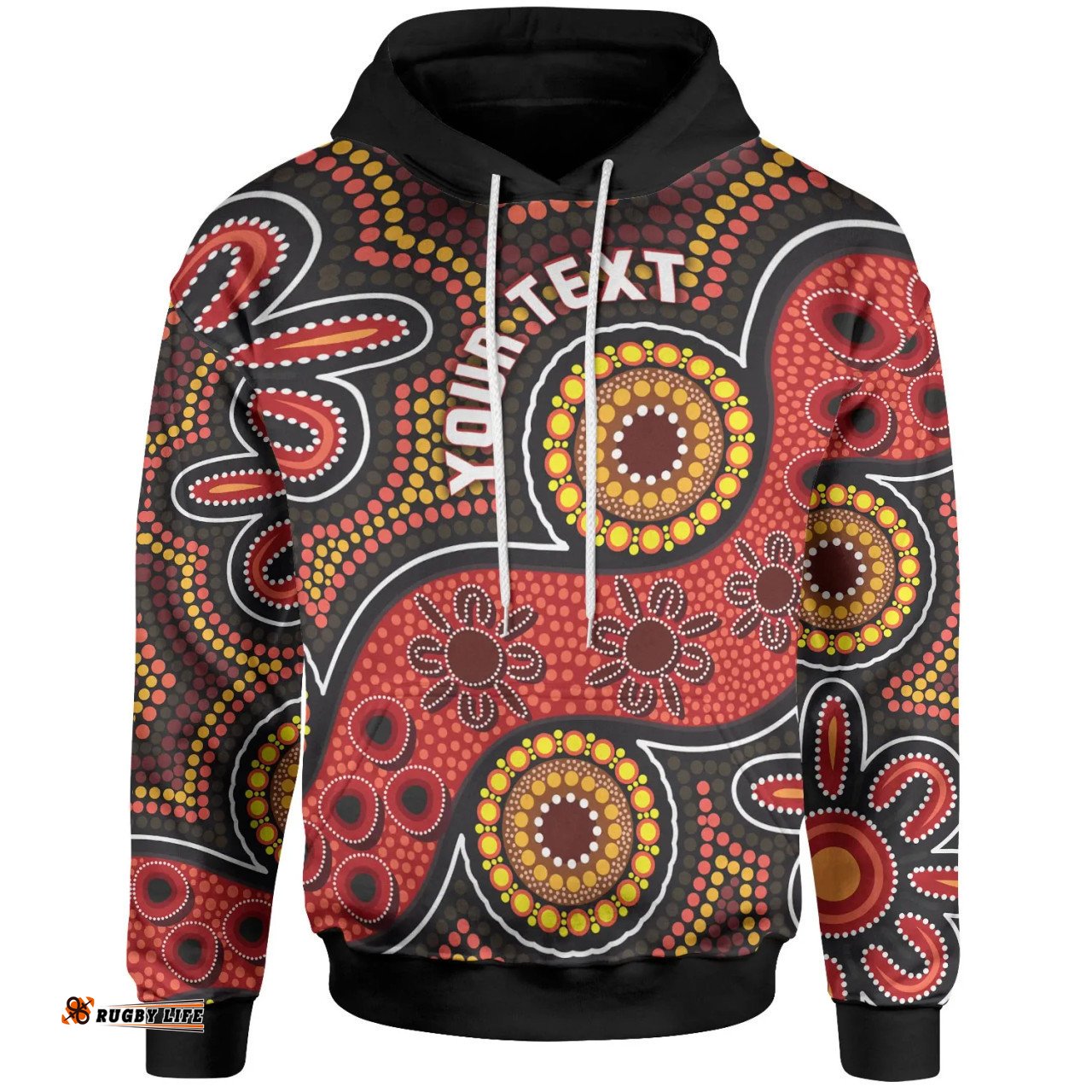Custom australia aboriginal inspired hoodie - indigenous circle dot painting style
