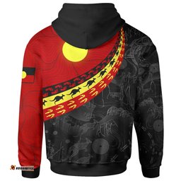 australia aboriginal inspired hoodie - indigenous flag circle dot painting