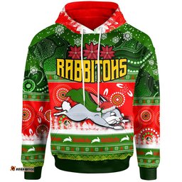 south sydney rabbitohs hoodie - south sydney rabbitohs ugly christmas and aboriginal inspired patterns hoodie