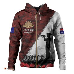 australia hoodie - anzac day poppy flower and barbed wire