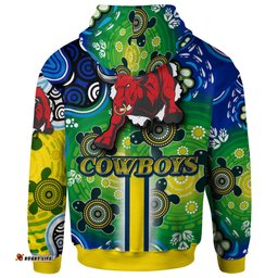 north queensland cowboys hoodie - custom north queensland cowboys logo aboriginal inspired indigenous sport style hoodie